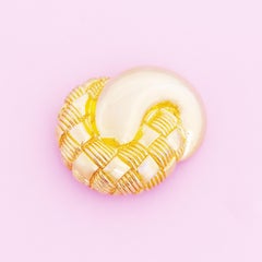 Jumbo Gilded Abstract Knot Brooch With Checker Texture By Celine, 1990s