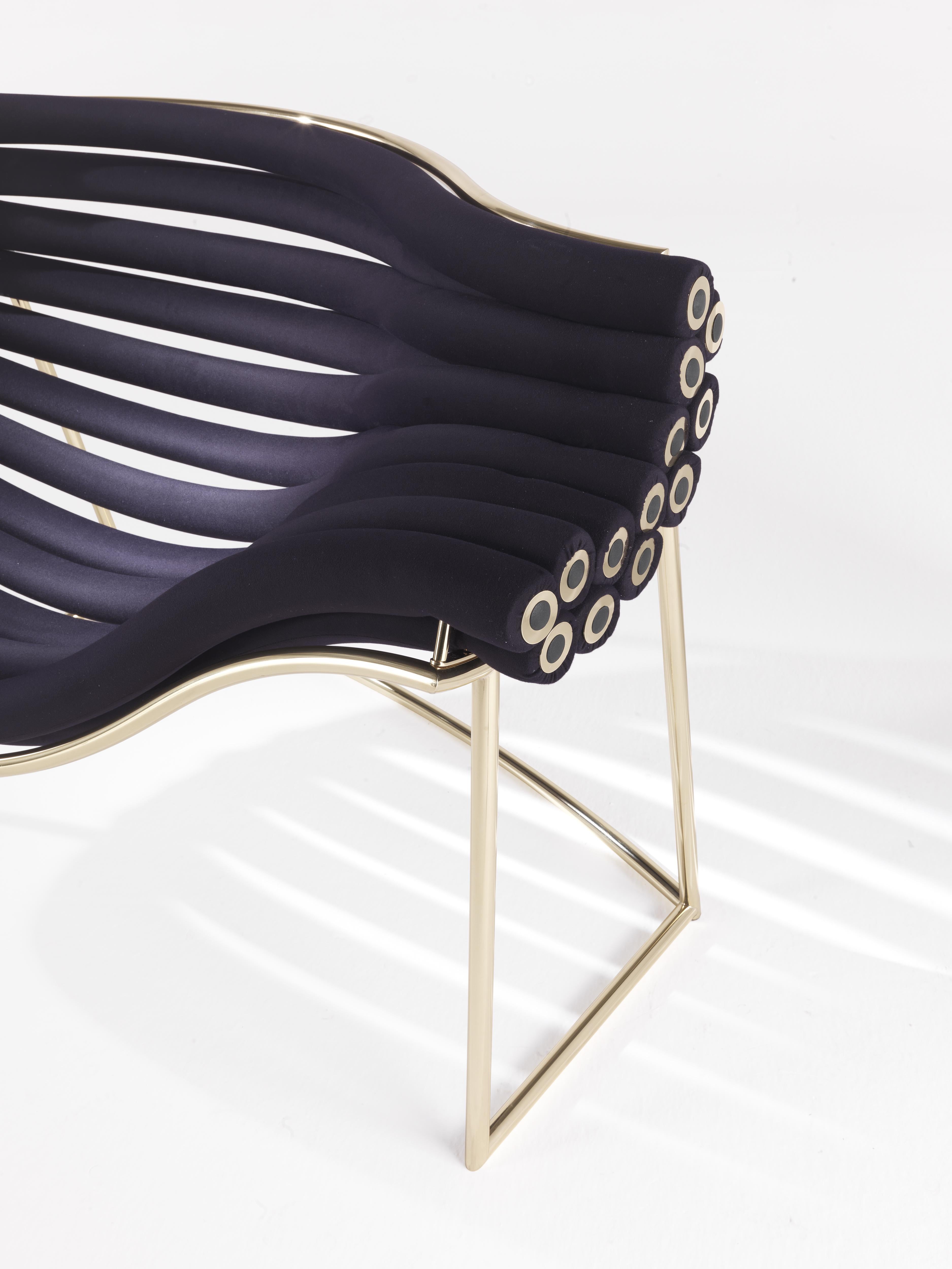 Italian 21st Century Amedea Armchair in Metal and Elastic Fabric by Debonademeo For Sale