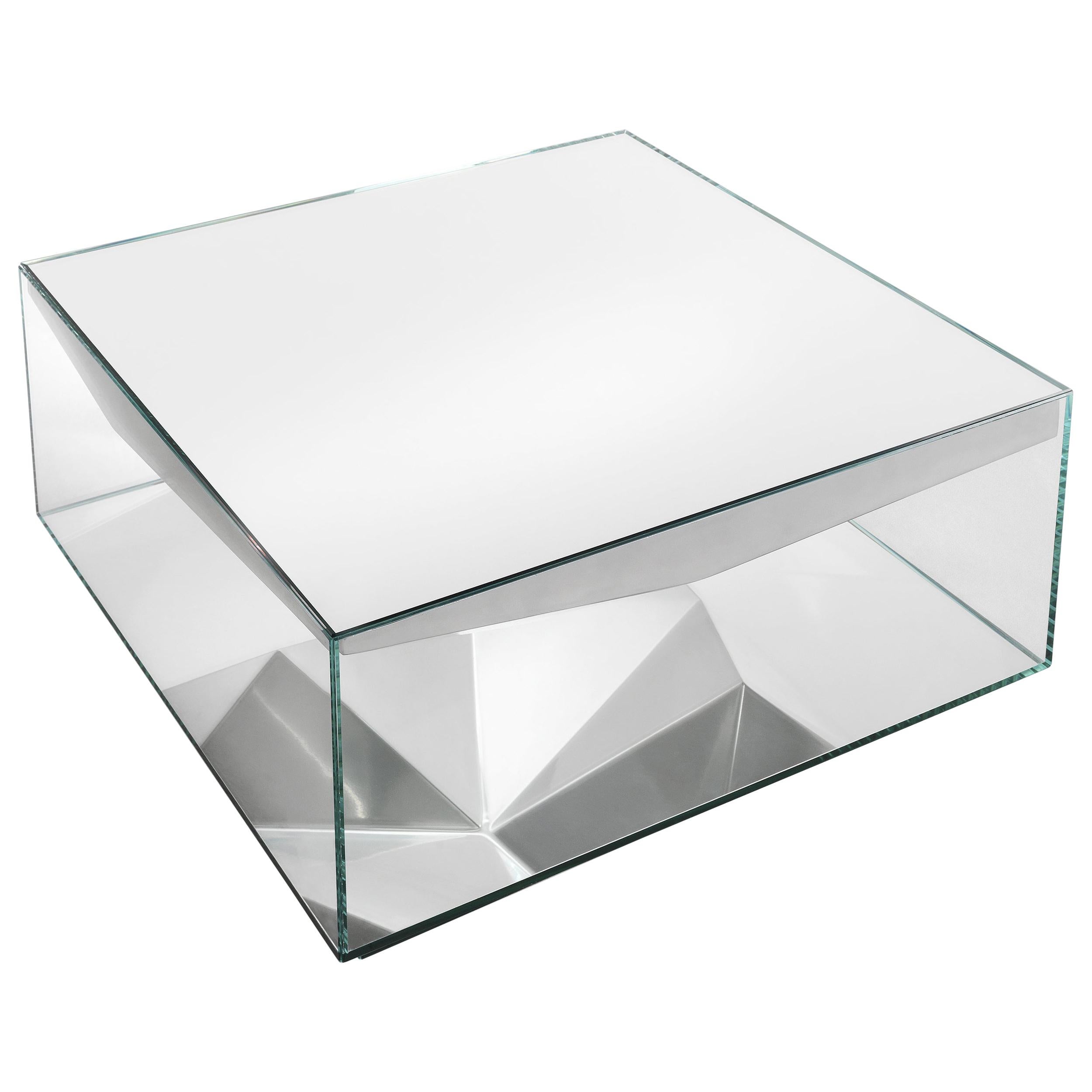 21st Century Dolmlod 'Square' Central Table in Glass and Mirror by CTRLZAK