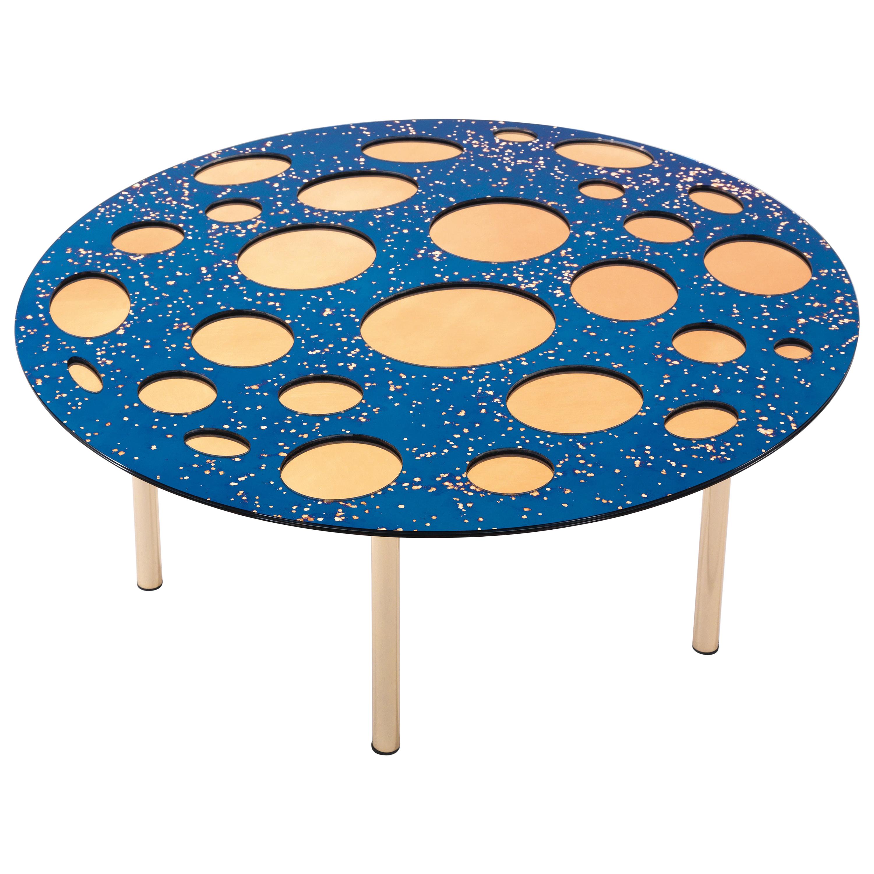 For Sale: Blue (Blue Star Dust) 21st Century Venny Central Table in Decorative Mirror Layers by Matteo Cibic