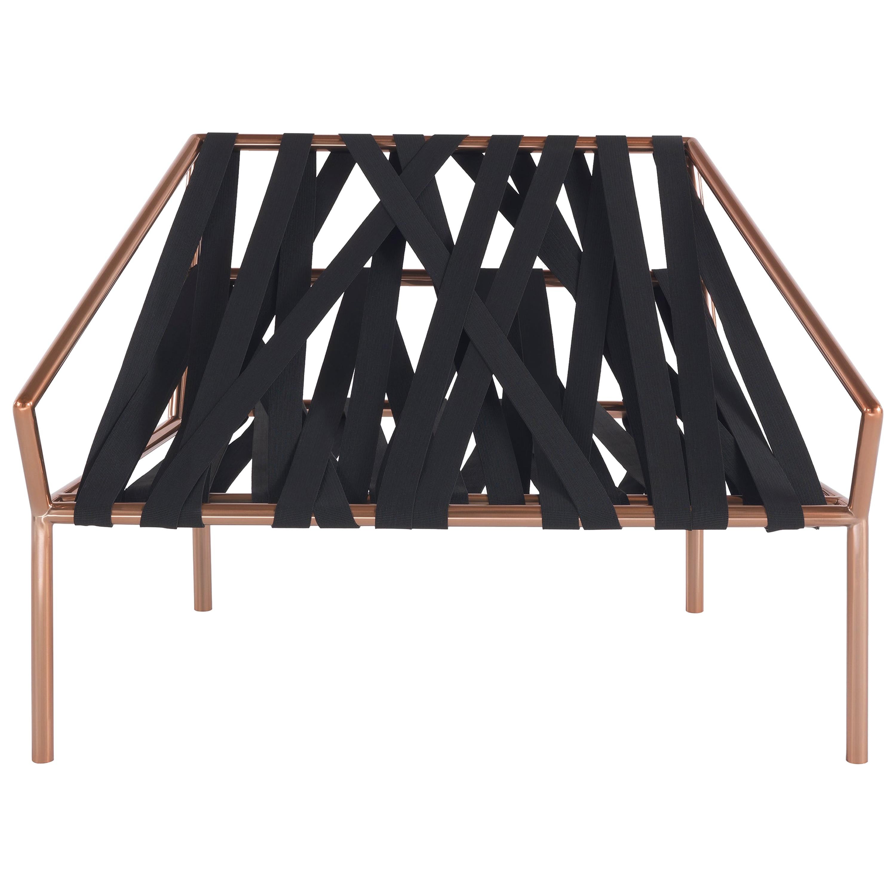 Im Angebot: Ligomancer-Sessel des 21. Jahrhunderts aus Metall und schwarzem Elastischem Webbing von CTRLZAK, Brown (Copper)