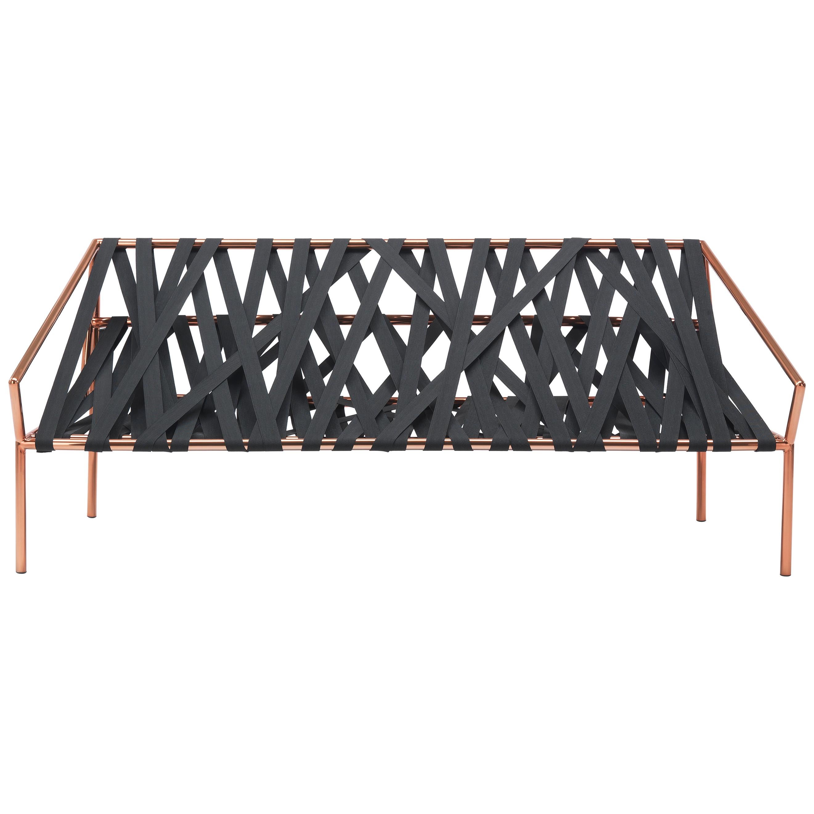 For Sale: Brown (Copper) 21st Century Ligomancer Sofa in Metal and Black Elastic Webbing by CTRLZAK