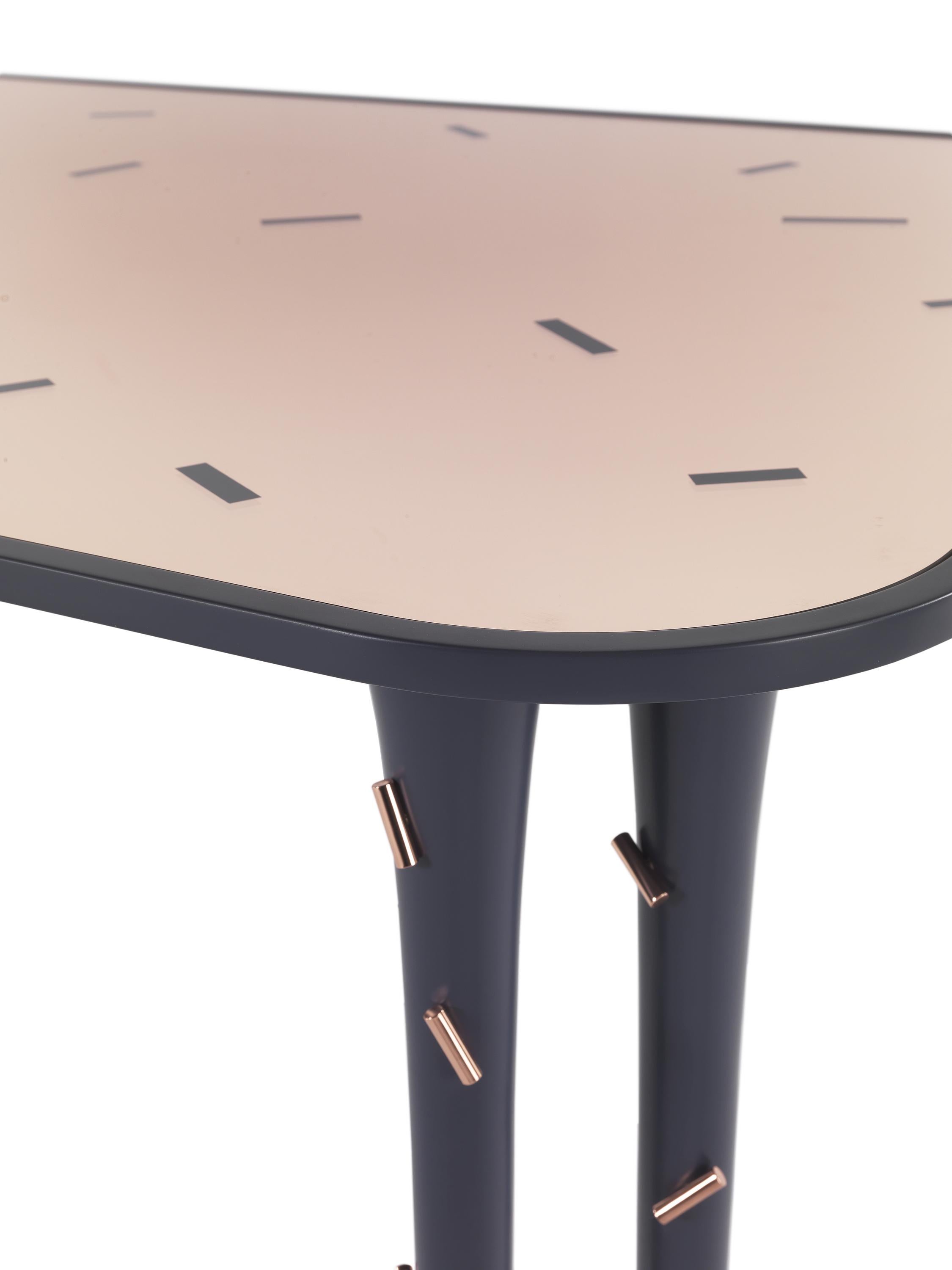 Italian 21st Century Mettic Dining Table with Decorated Copper Mirror by Matteo Cibic For Sale