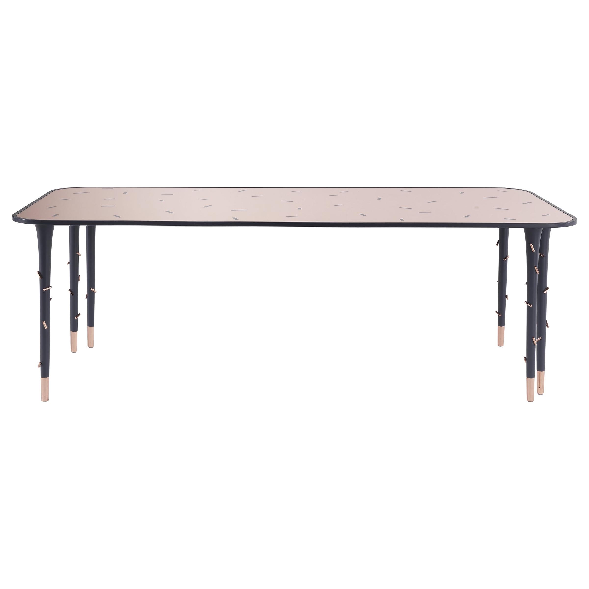 21st Century Mettic Dining Table with Decorated Copper Mirror by Matteo Cibic For Sale
