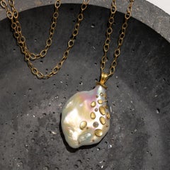 Jumbo Iridescent Baroque Pearl Diamond Gold Necklace, Barbara Heinrich 2025