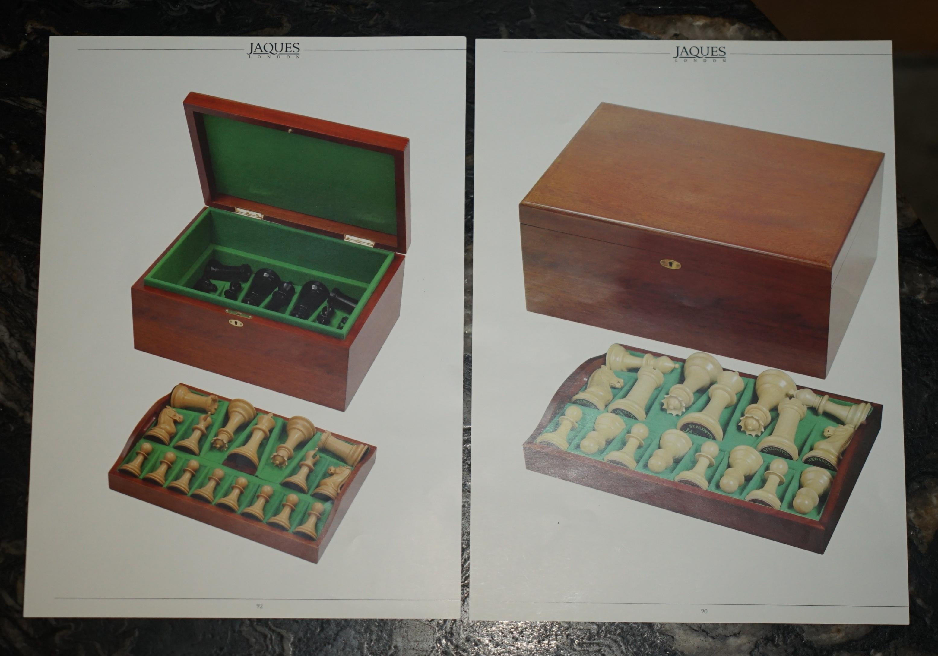 JUMBO JAQUES LTD EDiTION 1850 STAUNTON CHESSMAN CHESS SET INC CERTIFCATES ETC Bon état - En vente à West Sussex, Pulborough