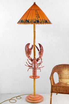 Jumbo Lobster Lamp with Antique Japanese Parasol Shade by Christopher Tennant