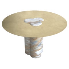 Jumbo, Marble Calacatta & Brass Contemporary Designer Table, Made in Italy