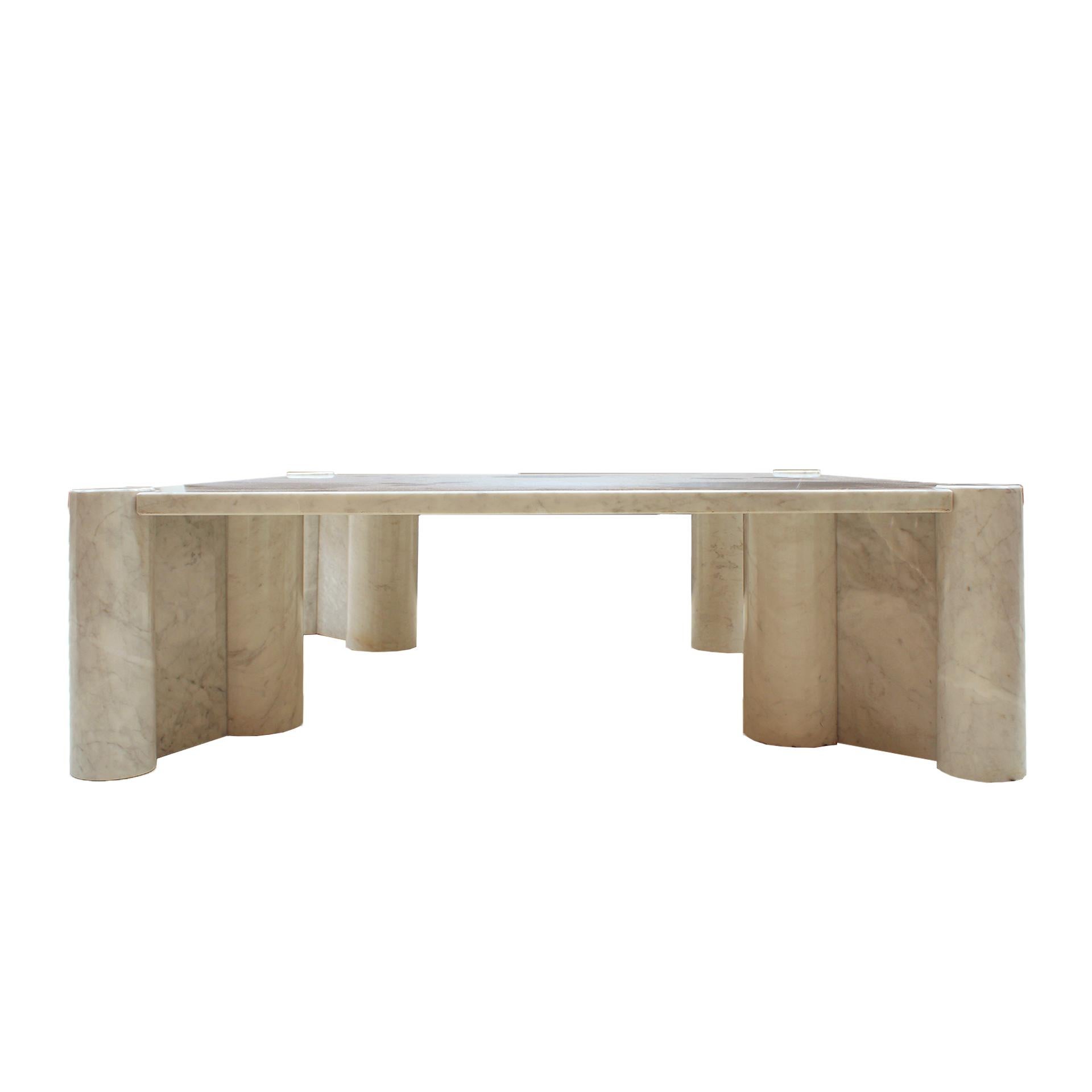 Mid-20th Century Jumbo Carrara Marble Italian Square Coffee Table by Gae Aulenti For Knoll, 1960s For Sale