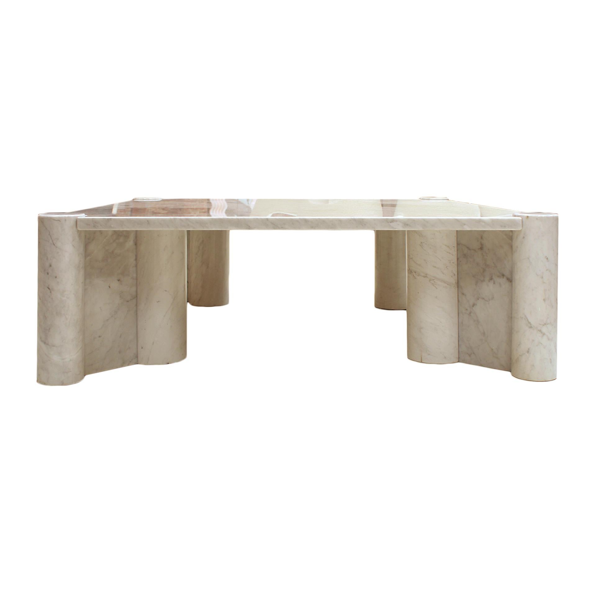 Jumbo Carrara Marble Italian Square Coffee Table by Gae Aulenti For Knoll, 1960s For Sale 1
