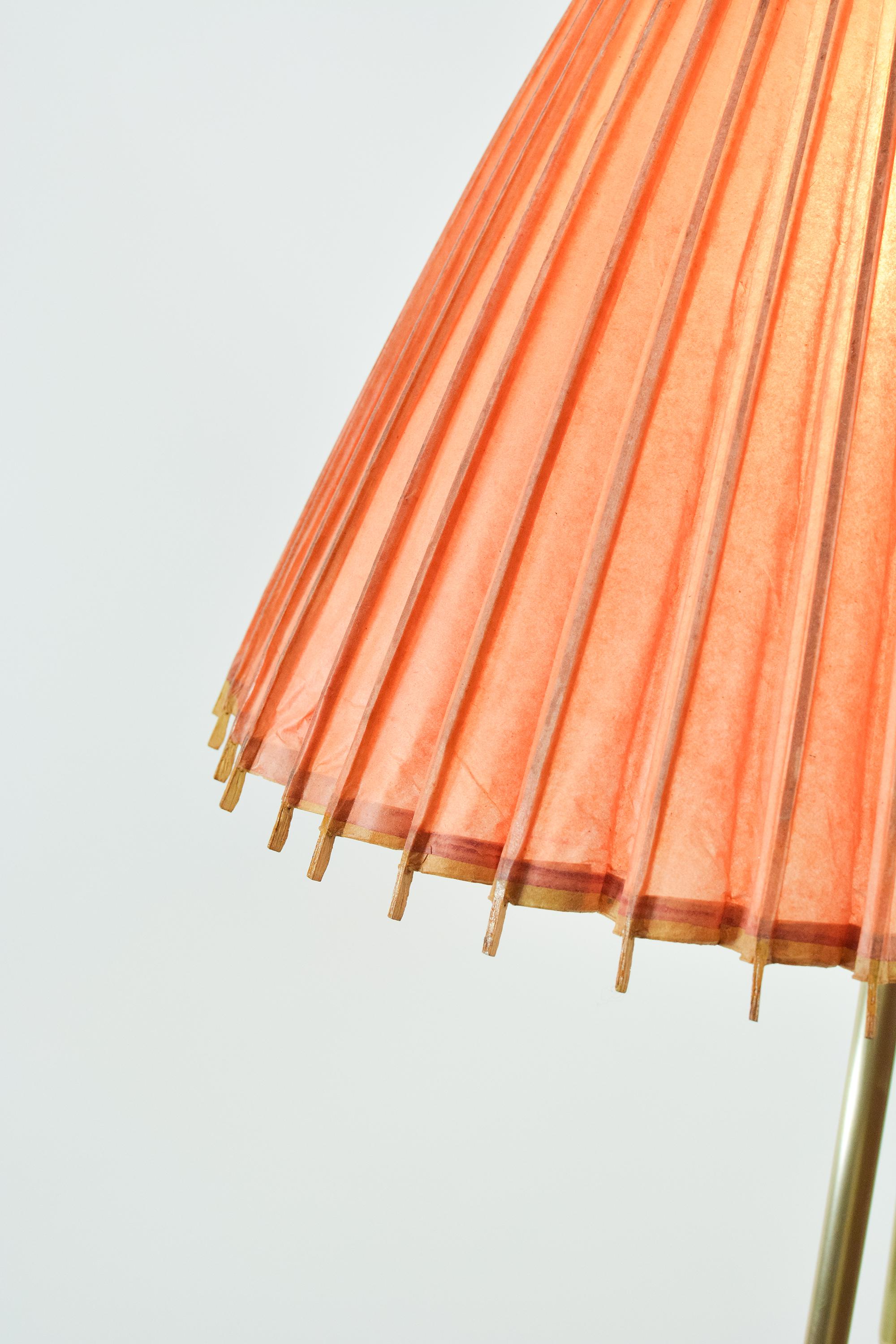 Brass Maximalist Tripod Floor Lamp with Vintage XL Japanese Parasol Shade [In Stock] For Sale