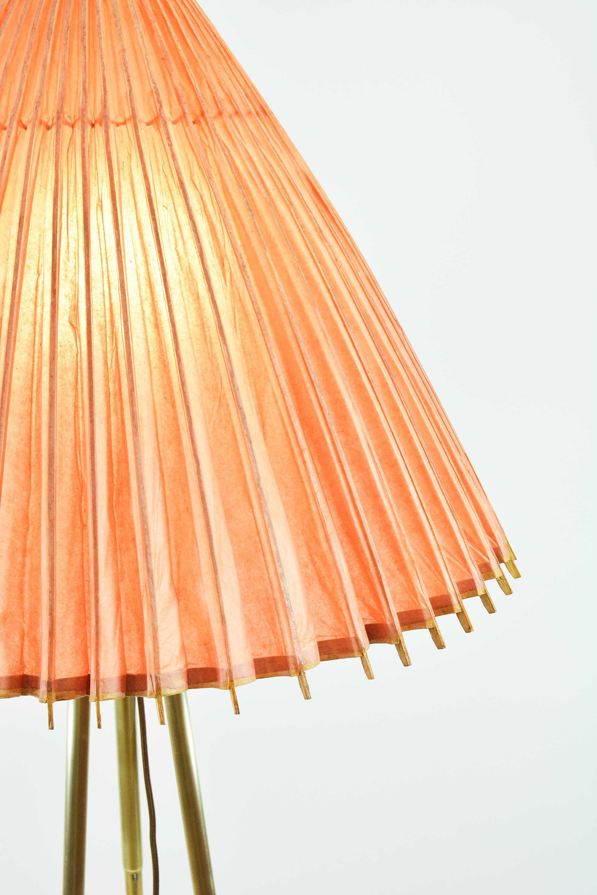 Maximalist Tripod Floor Lamp with Vintage XL Japanese Parasol Shade [In Stock] For Sale 1