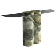 Jumbo, Onyx & Stainless Steel Contemporary Designer Console Table, Made in Italy