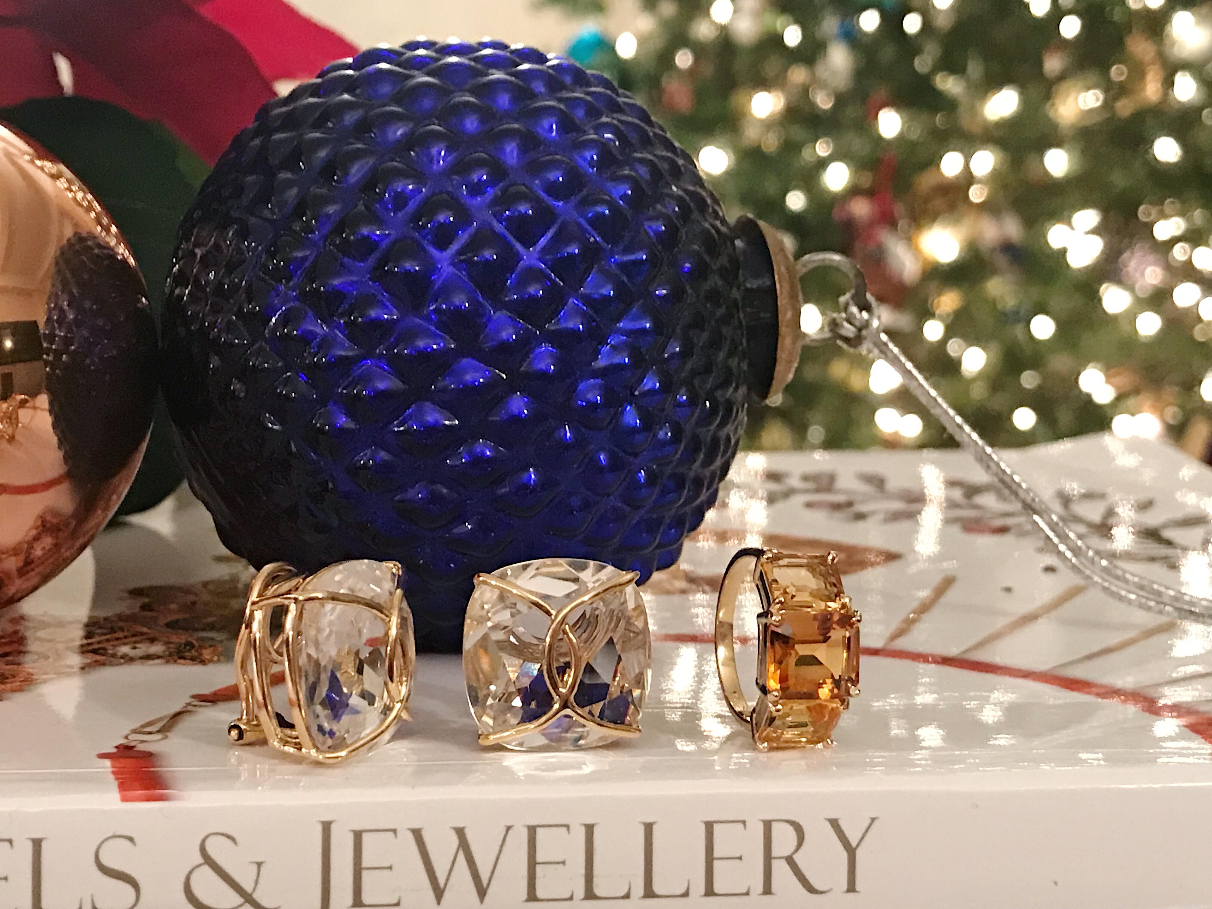 Jumbo Rock Crystal Cushion Stud Earring with Yellow Gold Wire Wrap In New Condition For Sale In New York, NY