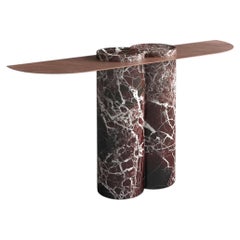 Jumbo, Rosso Levanto Marble & Copper Console Table, Made in Italy