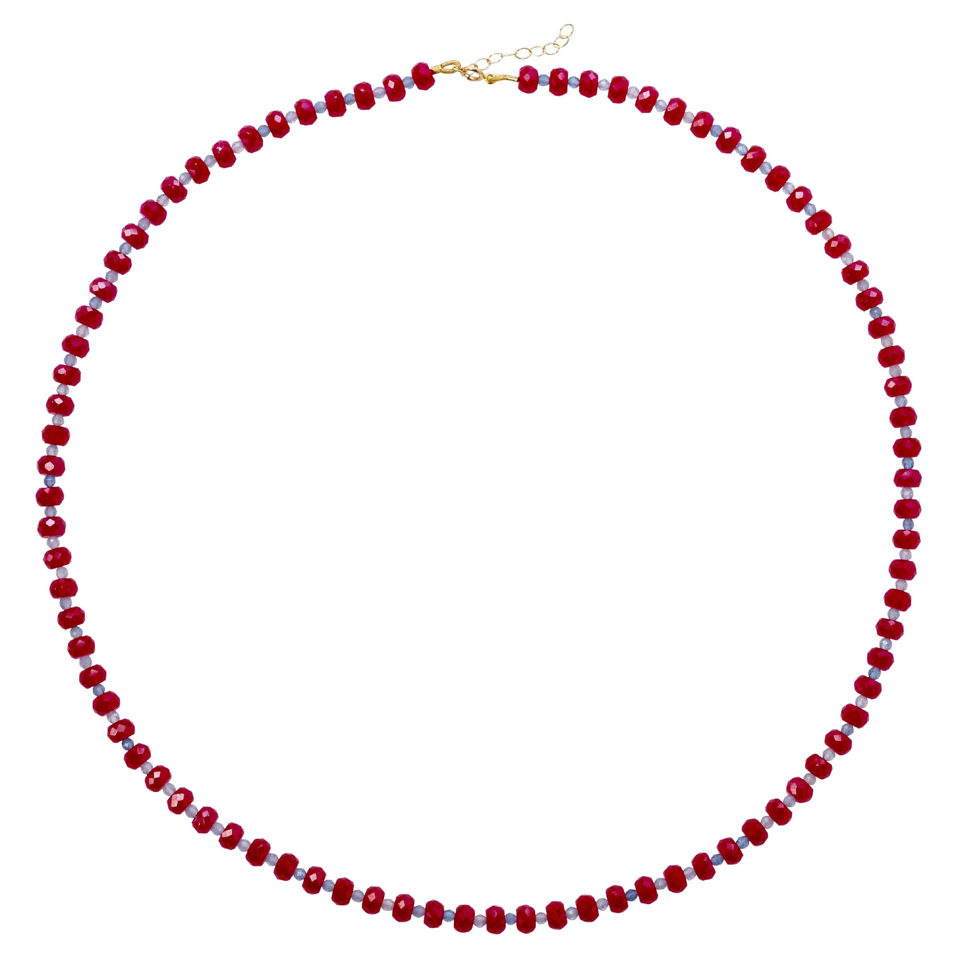 Collana Jumbo di rubini e acquamarine in oro 18 carati