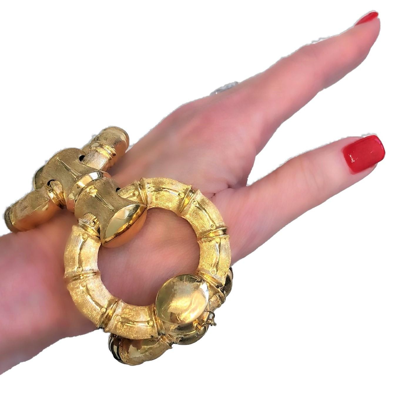 Jumbo Size Reversible 18k Gold Bamboo Link Bracelet 6
