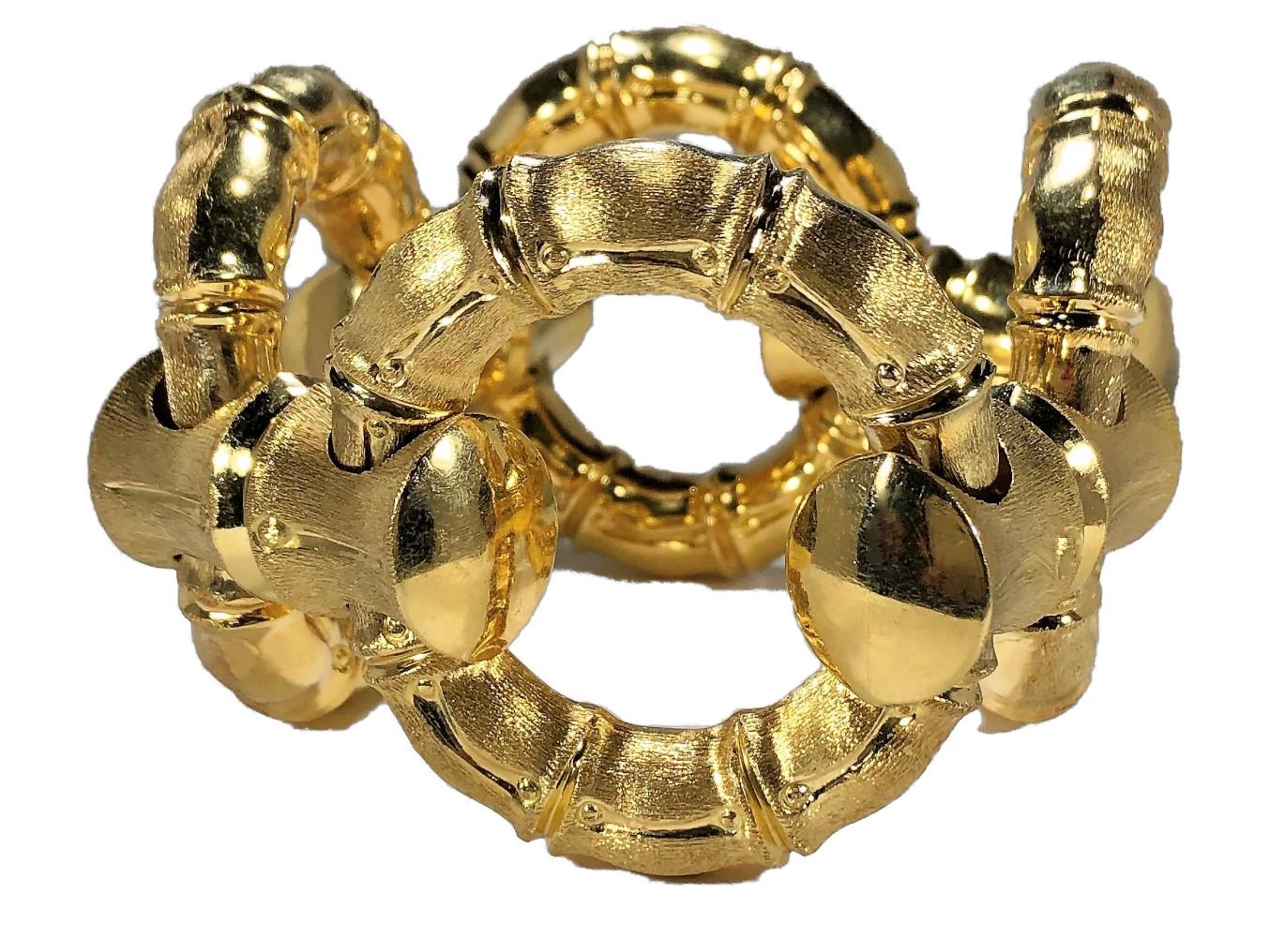 Jumbo Size Reversible 18k Gold Bamboo Link Bracelet In Good Condition In Palm Beach, FL