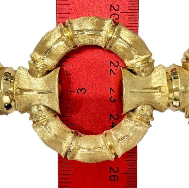 Women's Jumbo Size Reversible 18k Gold Bamboo Link Bracelet