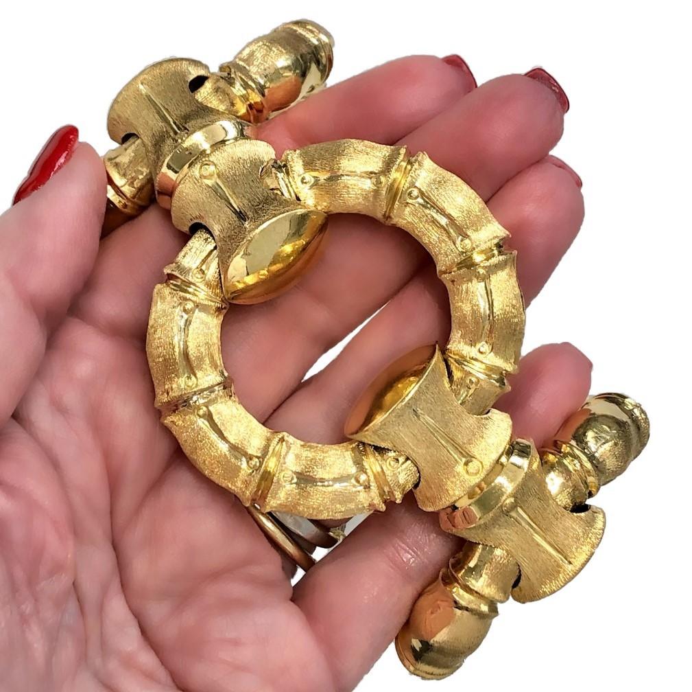 Jumbo Size Reversible 18k Gold Bamboo Link Bracelet 2