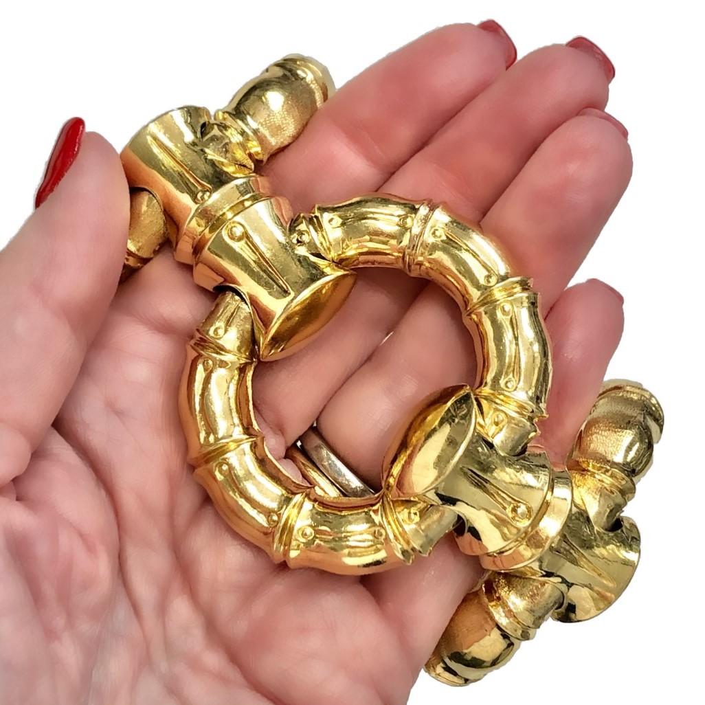 Jumbo Size Reversible 18k Gold Bamboo Link Bracelet 3