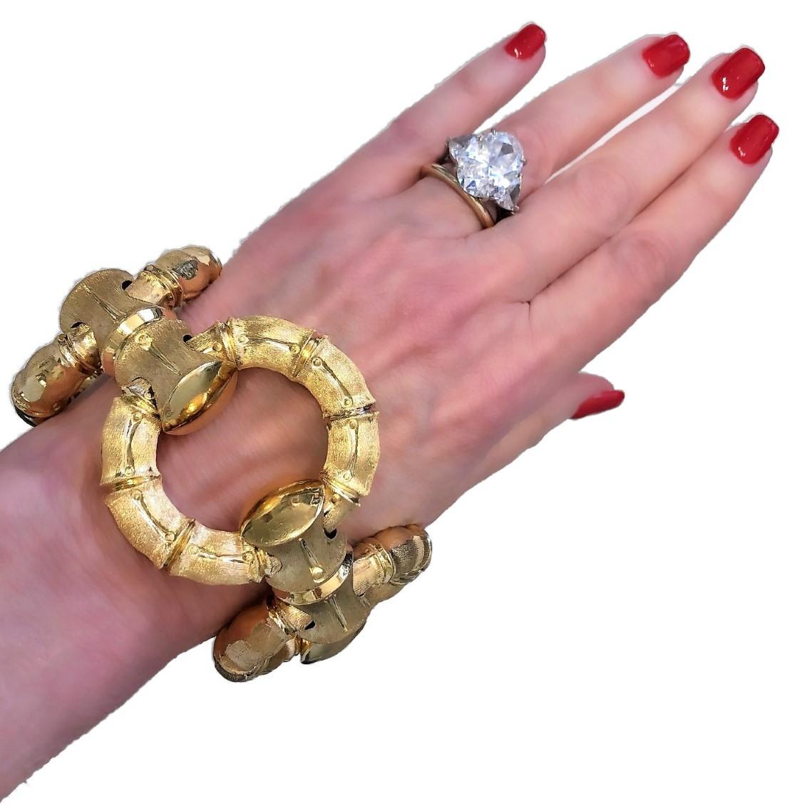 Jumbo Size Reversible 18k Gold Bamboo Link Bracelet 4