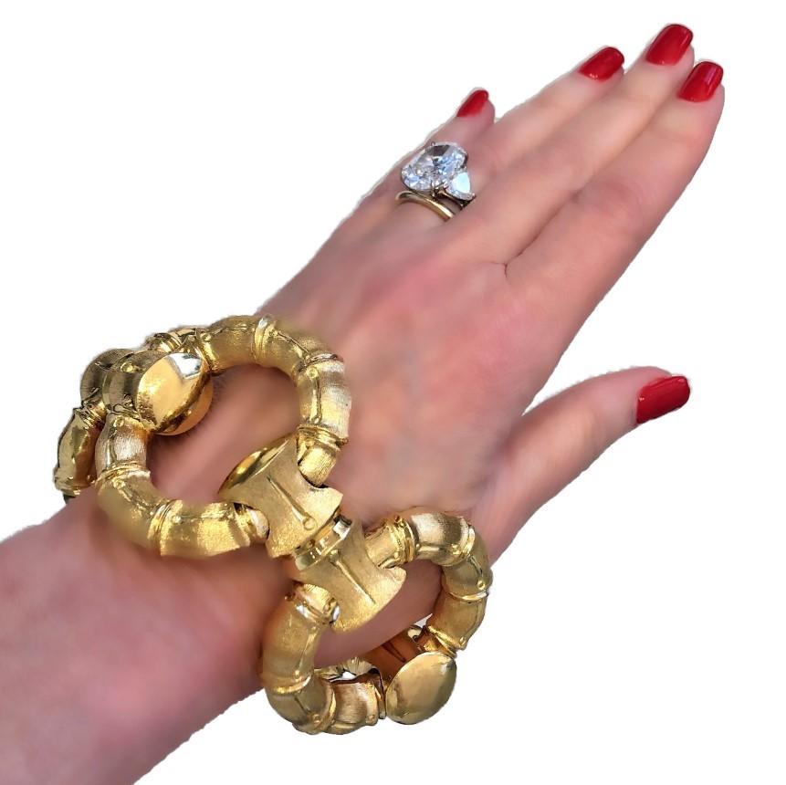 Jumbo Size Reversible 18k Gold Bamboo Link Bracelet 5