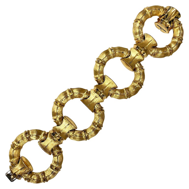 Jumbo Size Reversible 18k Gold Bamboo Link Bracelet at 1stDibs