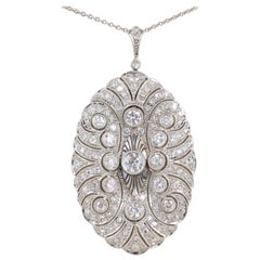 Jumbo Sized Art Deco 6.20 Carat Diamond Platinum Outstanding Pendant