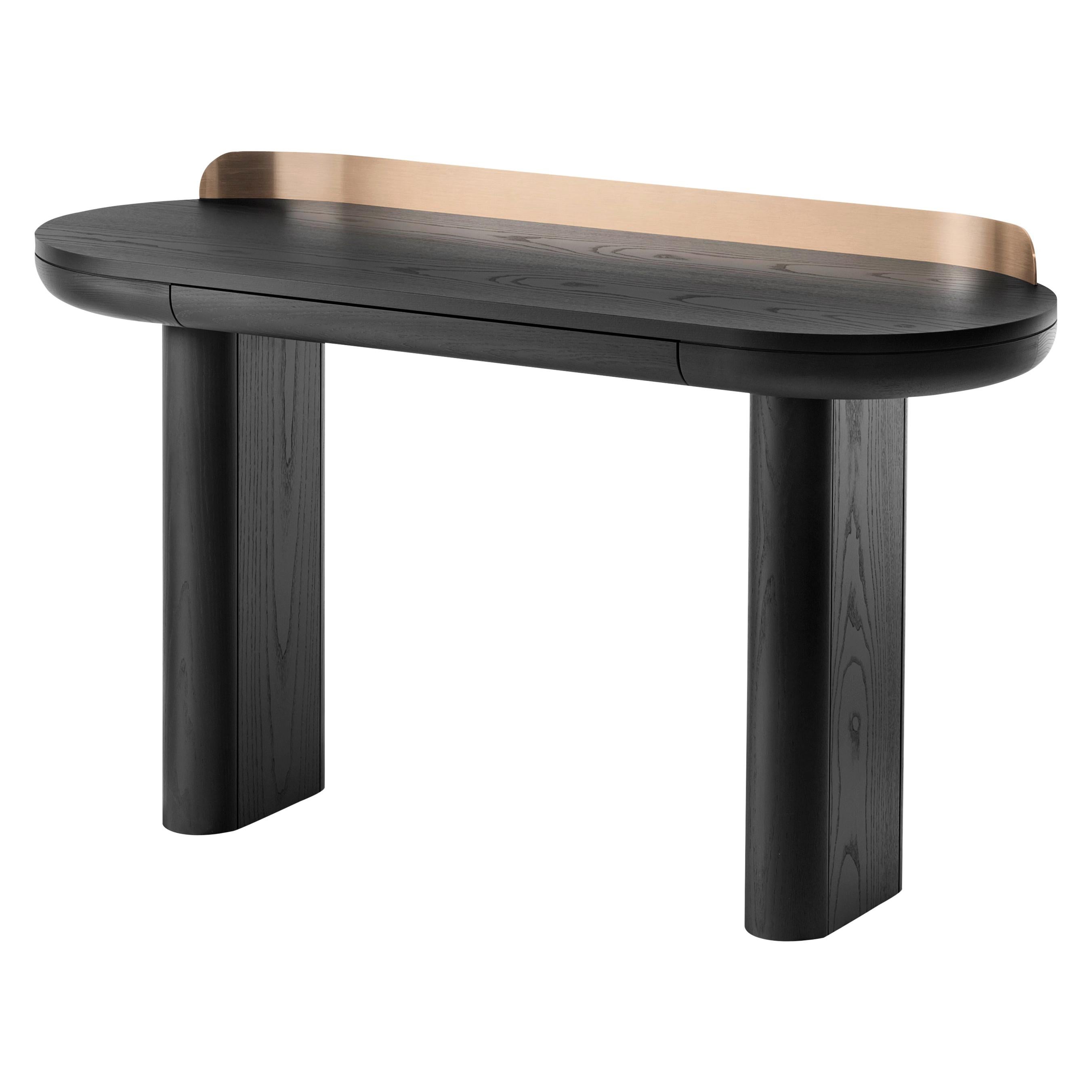 For Sale: Orange (Copper Metal) Jumbo Table with Structure in Black Ash, by Paolo Cappello