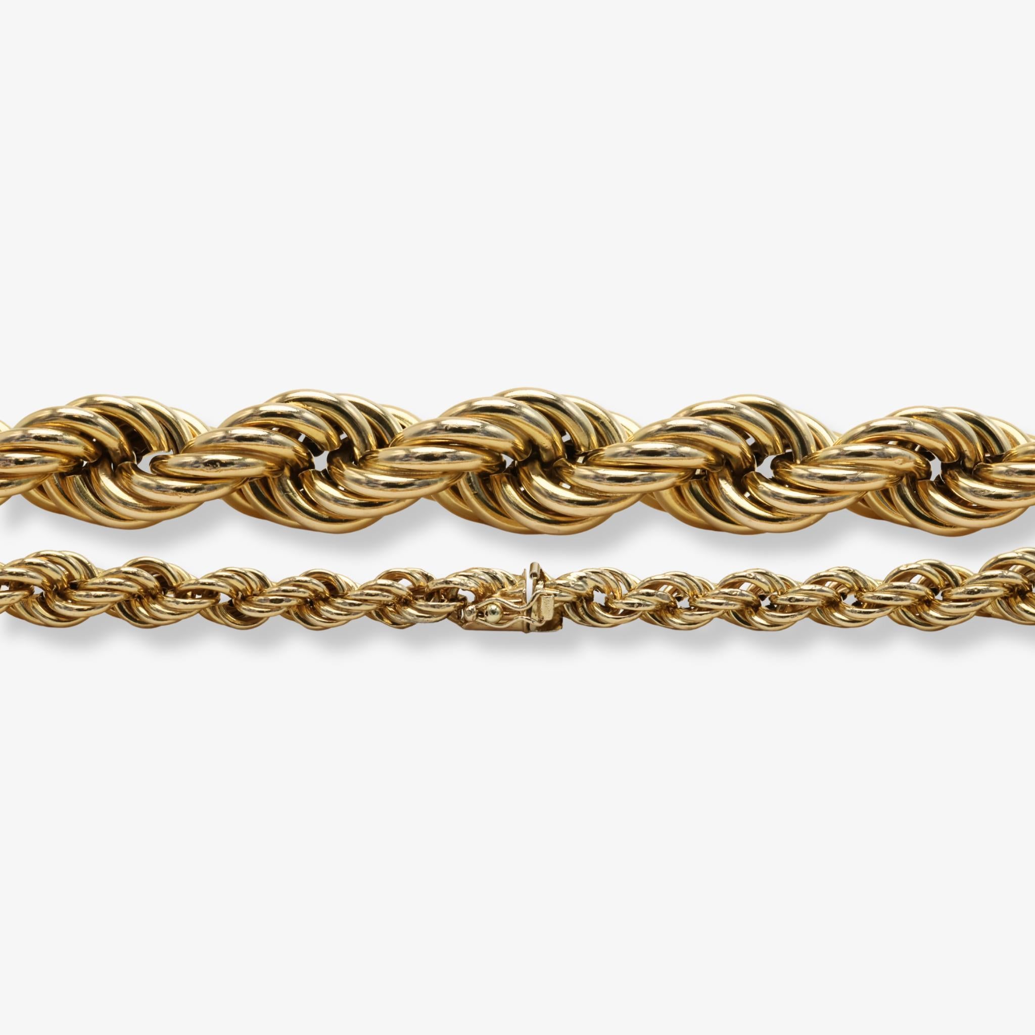 Rétro Collana Jumbo con catena a corda affusolata in oro giallo 14 carati da 16,25 mm in vendita
