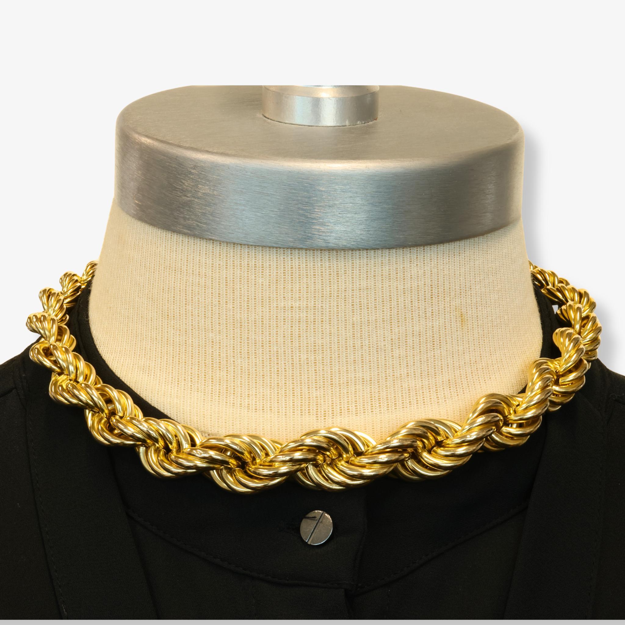 da uomo o donna Collana Jumbo con catena a corda affusolata in oro giallo 14 carati da 16,25 mm in vendita
