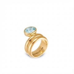 Jumelle Grand Ring in 18k Yellow Gold with Aquamarine by MARIANNE CANARELLI