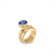 Jumelle Grand Ring in 18k Yellow Gold with Blue Sapphire by MARIANNE CANARELLI