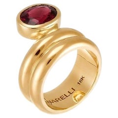 Jumelle Grand Ring in 18k Yellow Gold with Ruby by MARIANNE CANARELLI