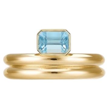 Jumelle Petit Ring in 18k Yellow Gold with Aquamarine by MARIANNE CANARELLI