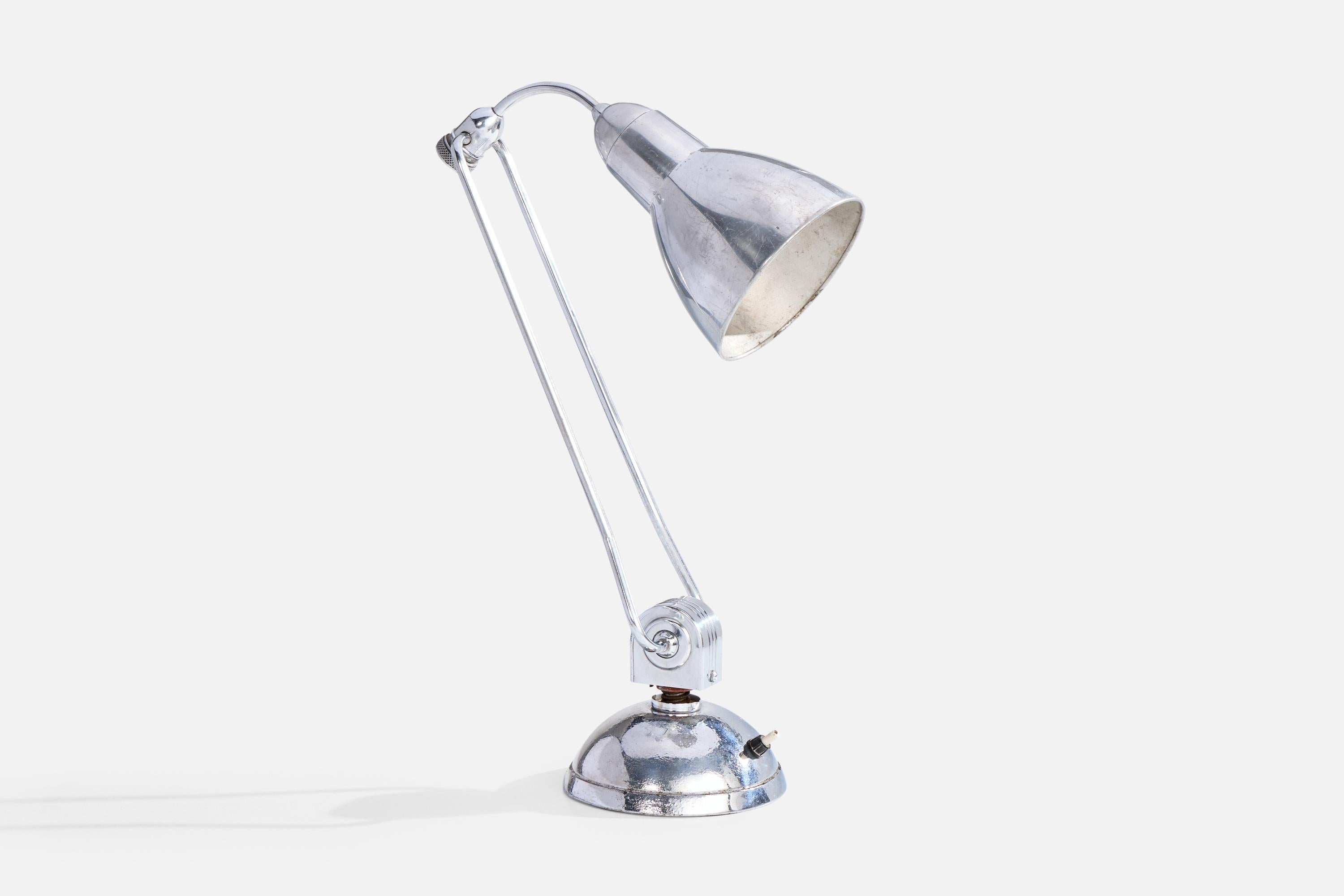 Mid-Century Modern Jumo, Table Lamp, Chrome, France, 1940s For Sale