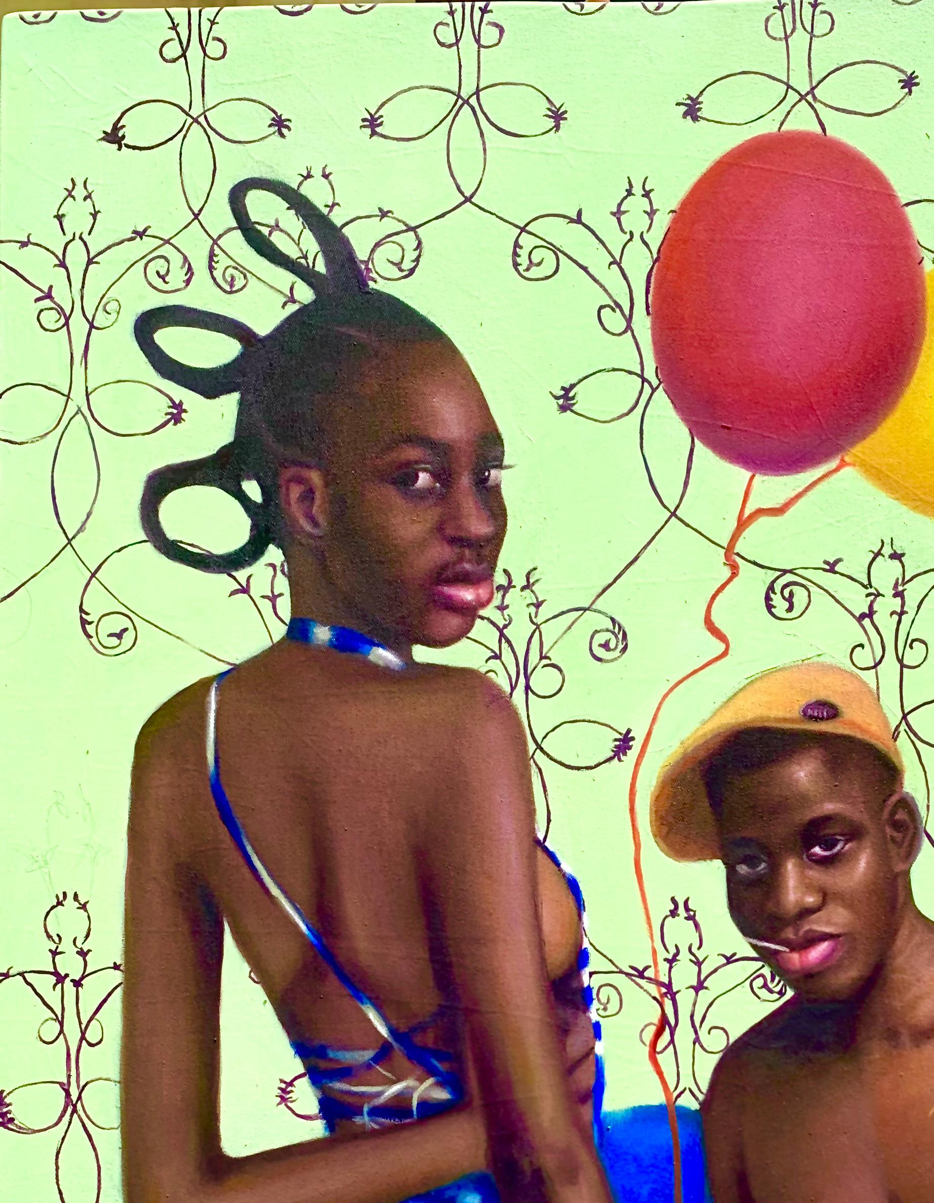 Untitled (Unspoken Bond) - 21. Jahrhundert, Zeitgenössisch, Figurativ, Liebe, Paar – Painting von Jumoke Oyetunde