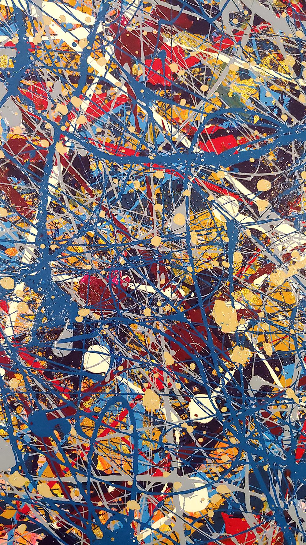 Jumper Maybach ist ein abstrakter Maler und das Alter Ego von Ben Workman.  Maybach lässt sich von Jackson Pollock inspirieren und schafft seine Werke oft, indem er Leinwände auf den Boden legt und sie mit leuchtenden Farben in verschiedenen