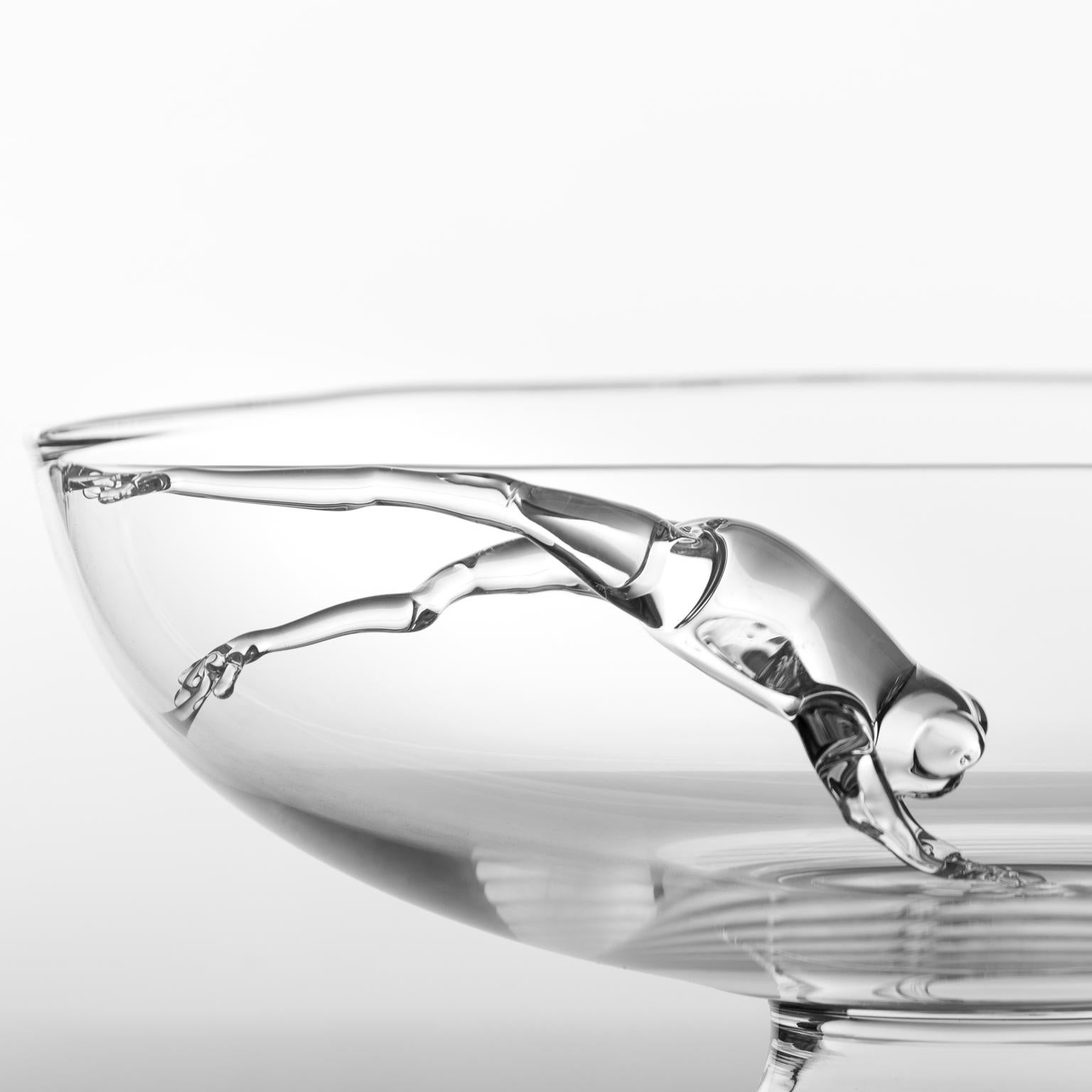Moderne Bol en verre soufflé à la main « Jumping Frog » de Simone Crestani en vente