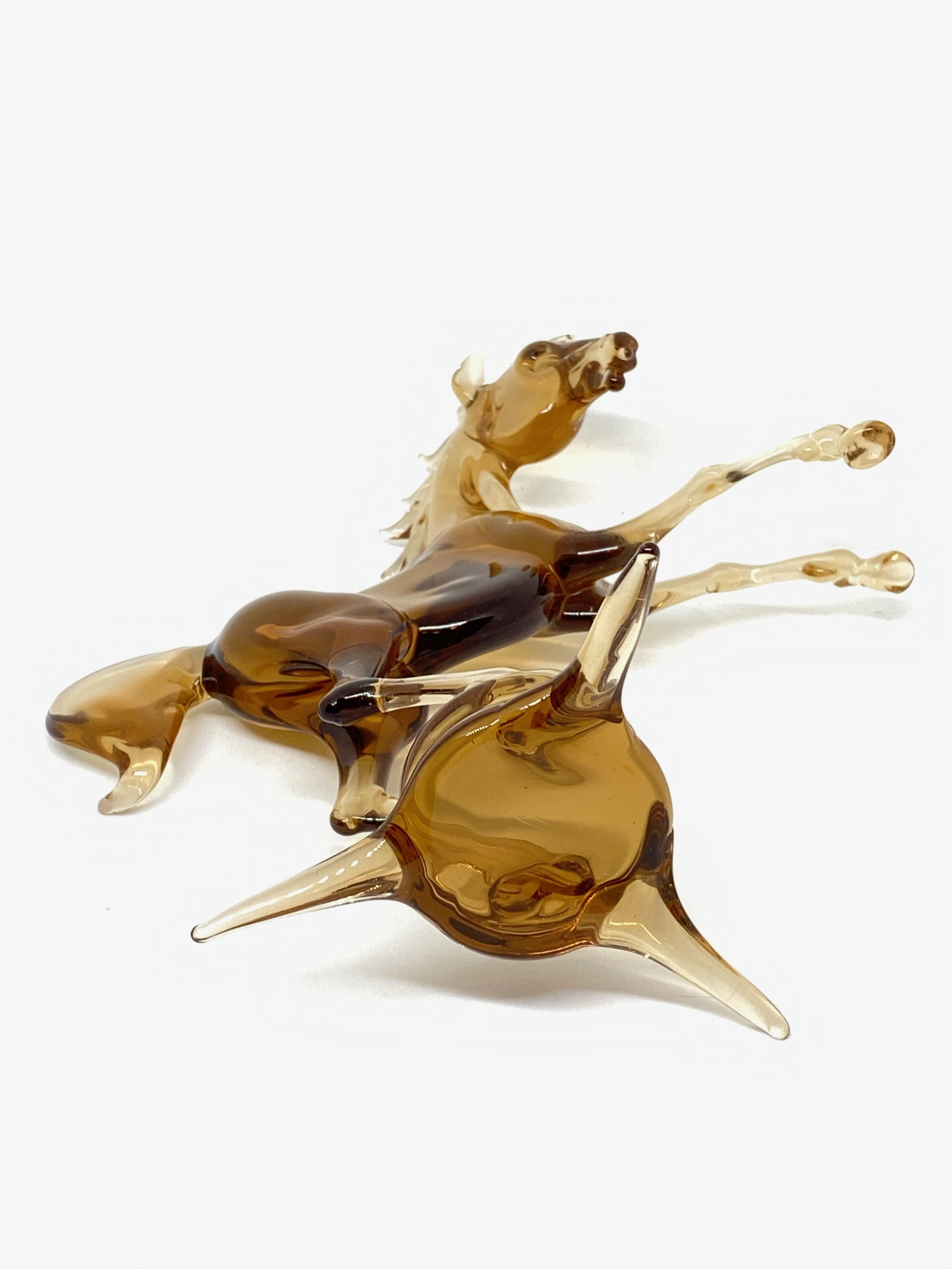 Blown Glass Jumping Horse Bimini Style Art Glass Sculpture Figure Mid-20th Century