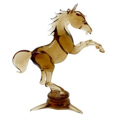 Jumping Horse Bimini Style Art Glass Sculpture Figure Mid-20th Century