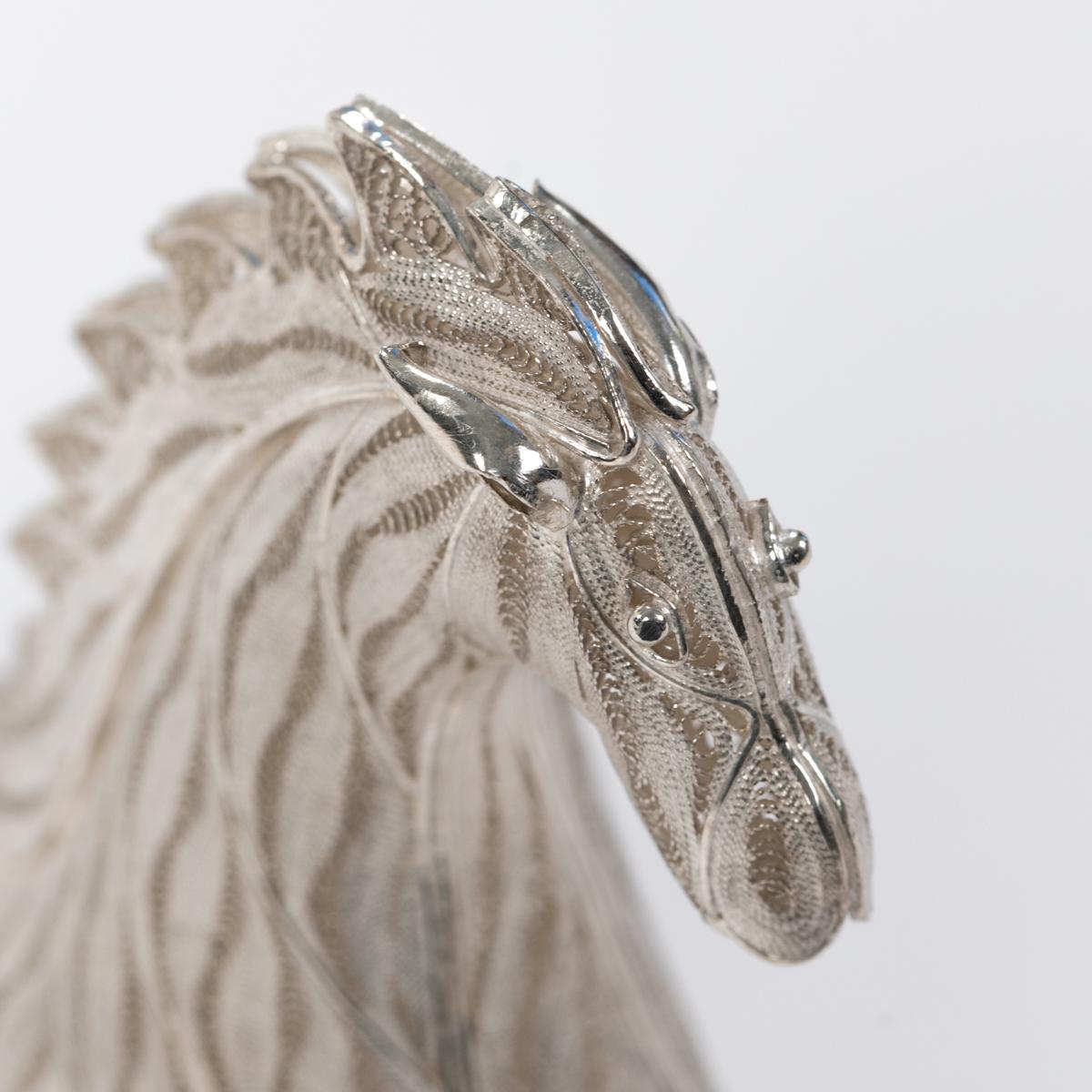 Jumping Horse Sculpture 925 Silver Handcrafted Filigree Technique Germany 2005 For Sale 5