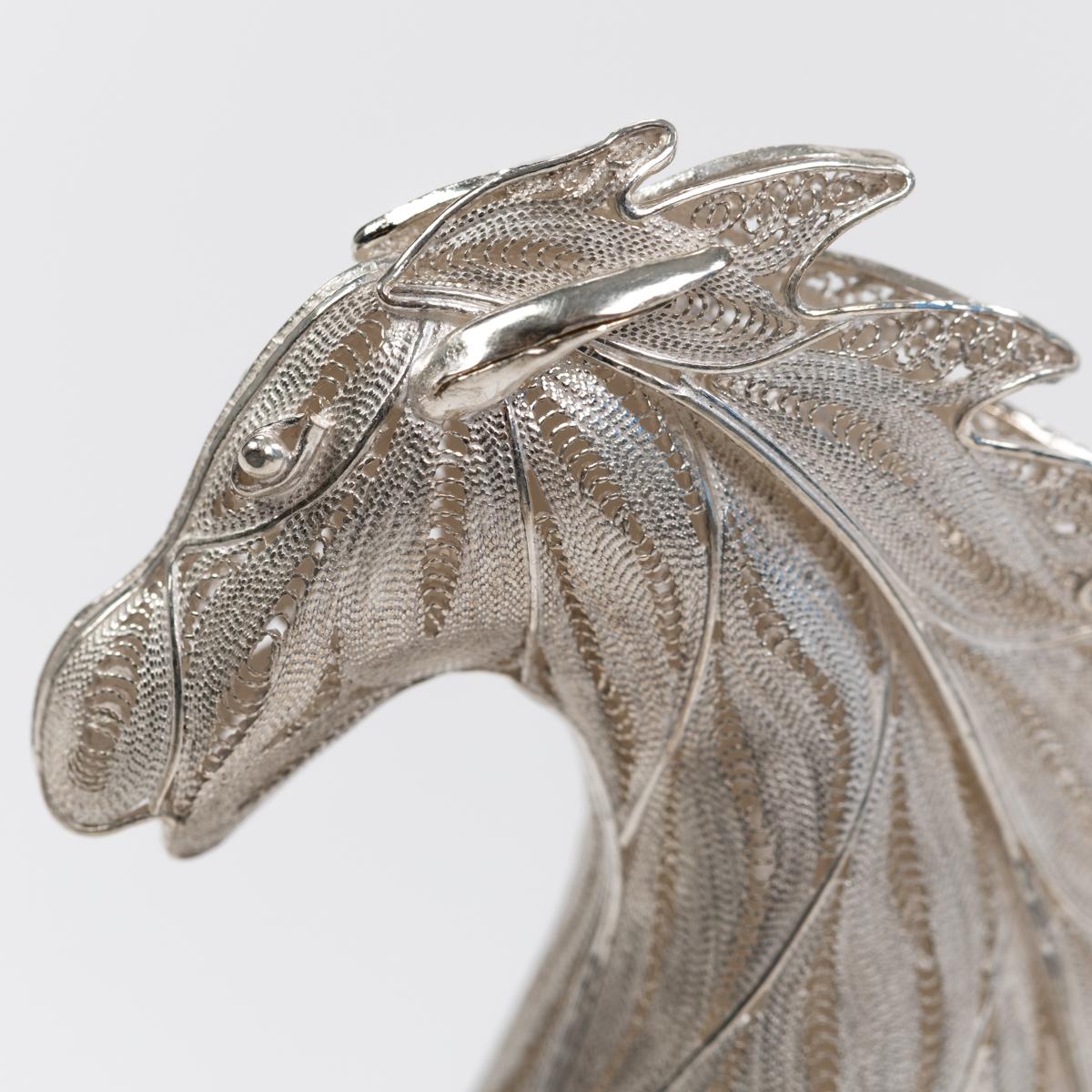 Jumping Horse Sculpture 925 Silver Handcrafted Filigree Technique Germany 2005 For Sale 7