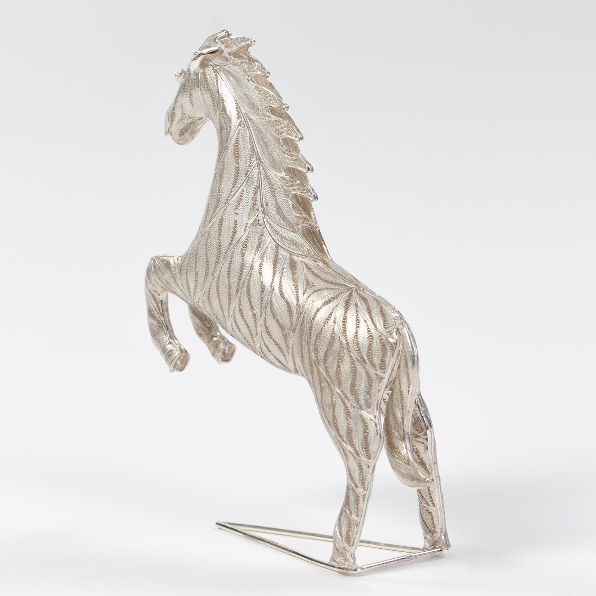 Jumping Horse Sculpture 925 Silver Handcrafted Filigree Technique Germany 2005 In New Condition For Sale In Salzburg, AT