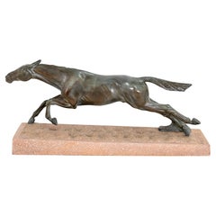 Jumping Horse Vintage Art Deco Animal Spelter Sculpture Fougue by Max Le Verrier