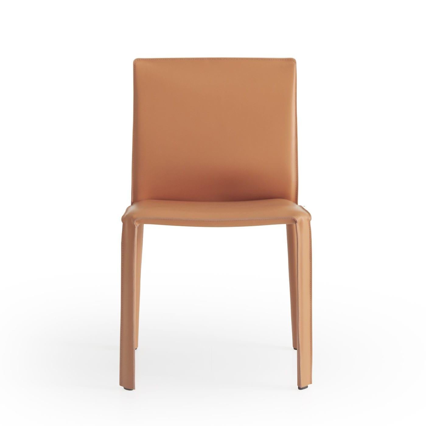 Contemporary Jumpsuite Cognac-Toned Leather Chair For Sale