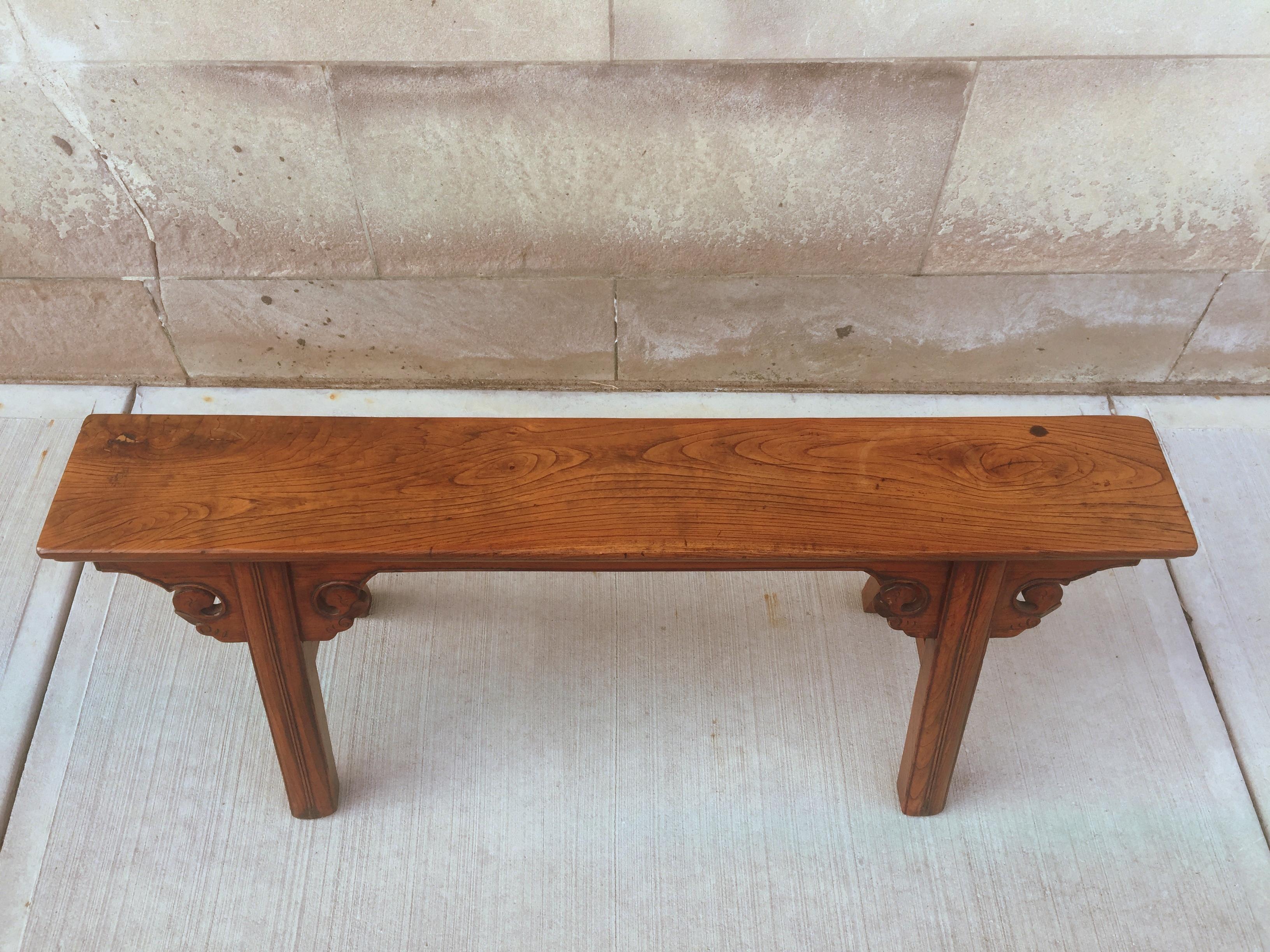 Jumu Wood Bench with Tapered Legs For Sale 3