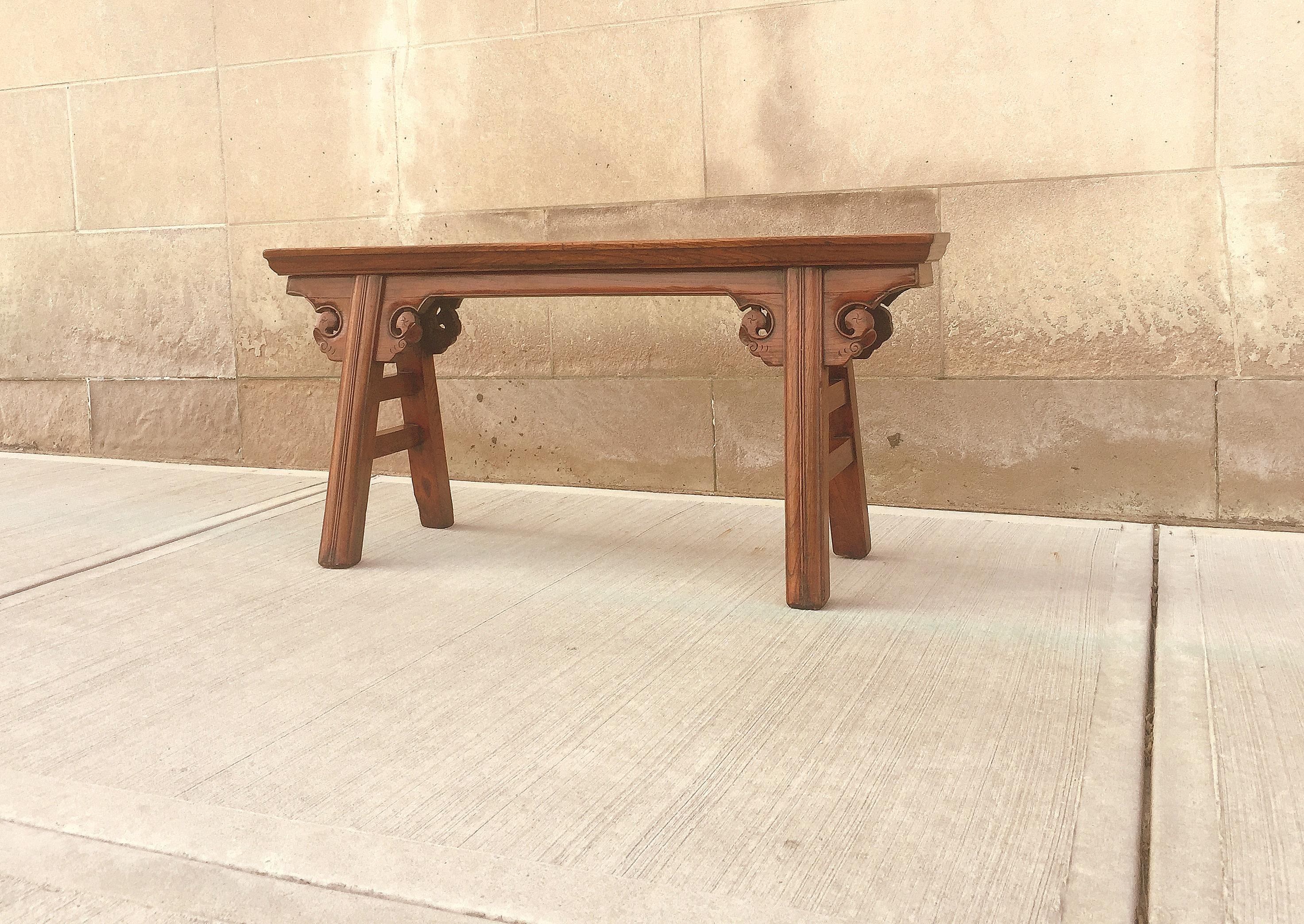 Chinese Jumu Wood Bench with Tapered Legs For Sale