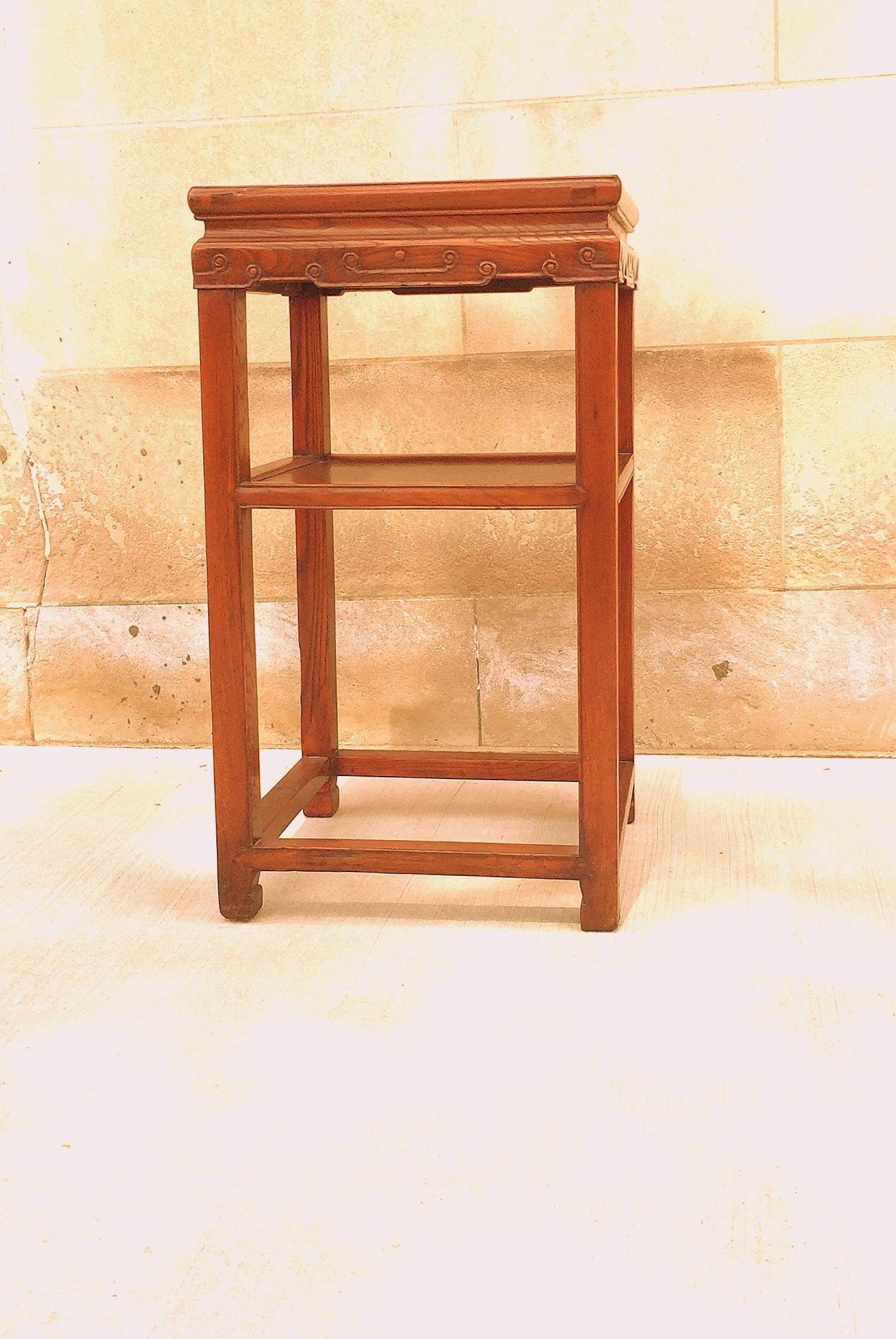 Polished Jumu Wood End Table For Sale